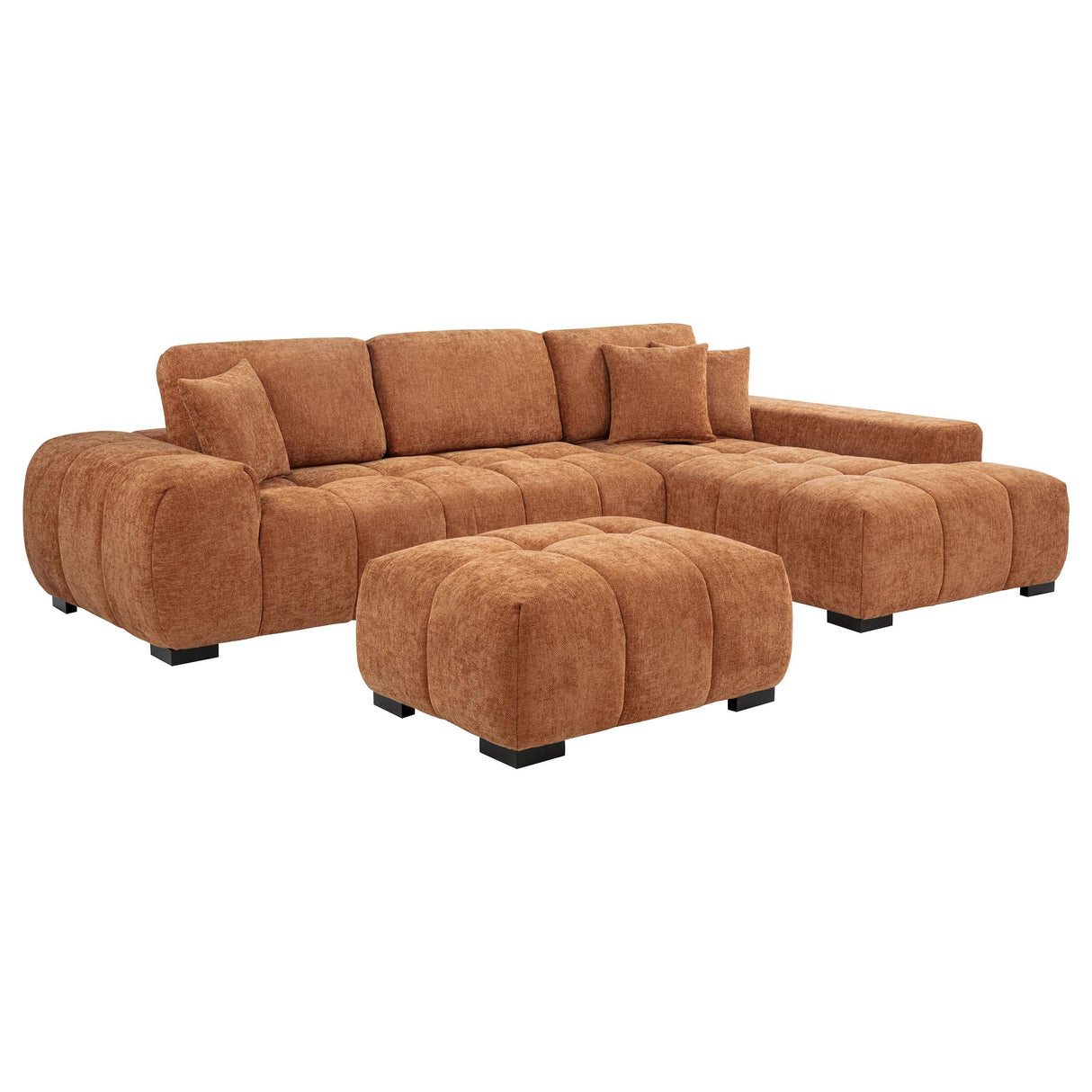 Octavia Orange Fabric Upholstered Sectional Chaise Sofa by Coaster at Eve Furniture