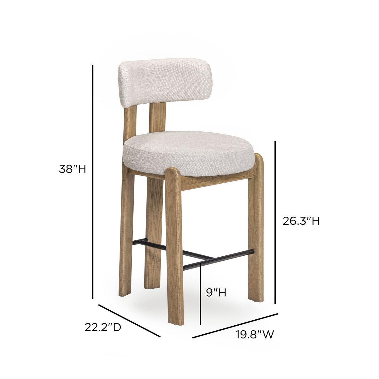 Odessa Cream Performance Fabric Counter Stool by TOV Furniture at Eve Furniture