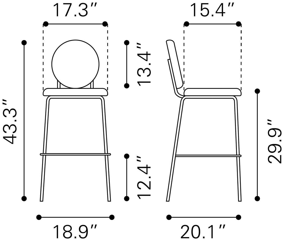 Odessa Green & Gold Barstool (Set of 2) by Zuomod at Eve Furniture