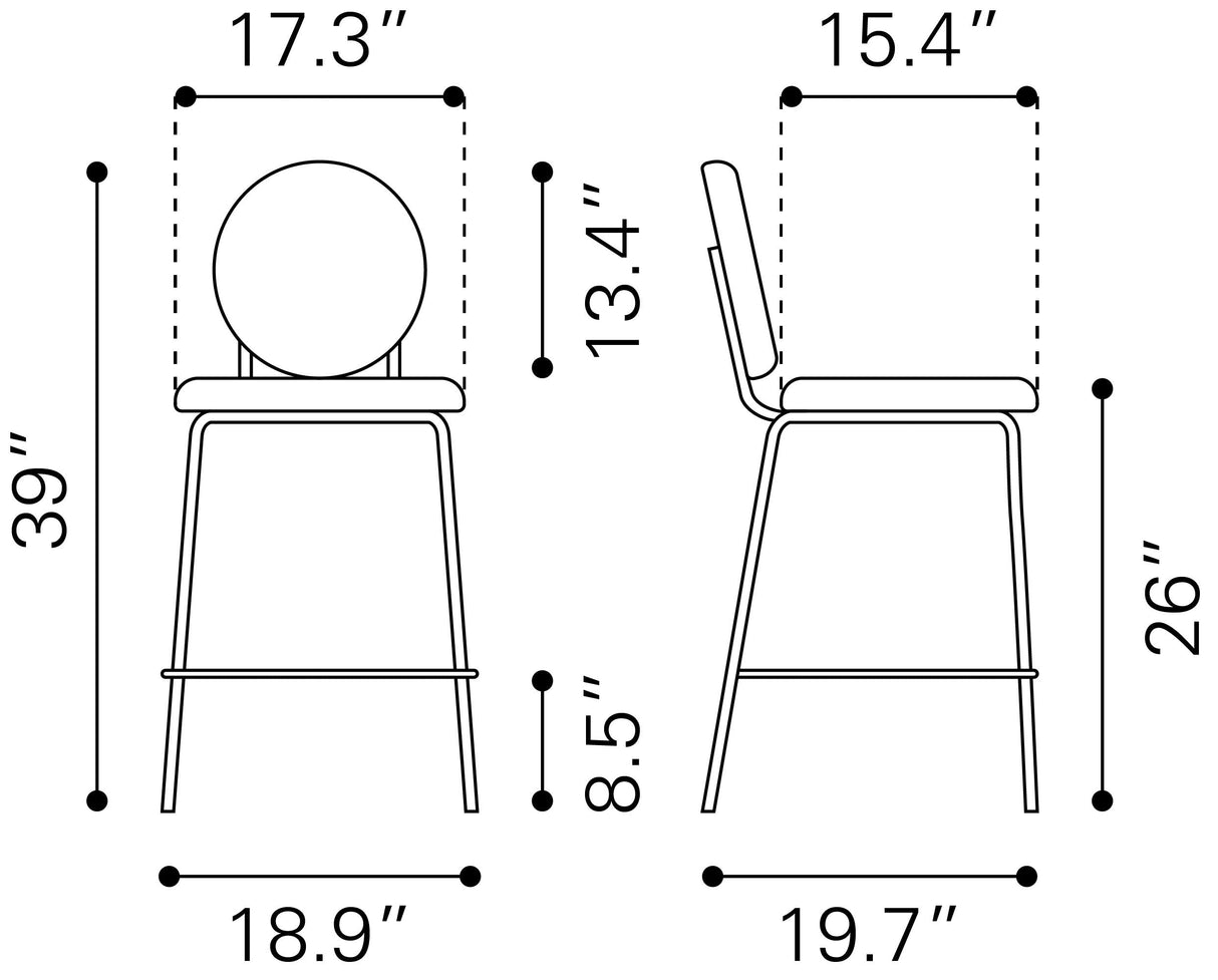 Odessa Green & Gold Counter Stool (Set of 2) by Zuomod at Eve Furniture