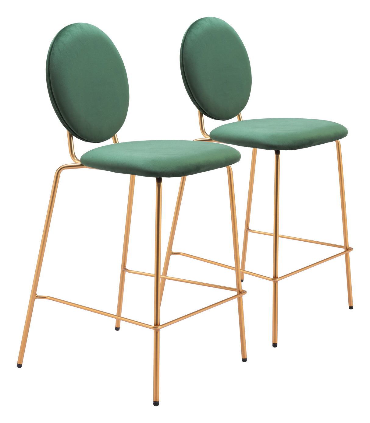 Odessa Green & Gold Counter Stool (Set of 2) by Zuomod at Eve Furniture