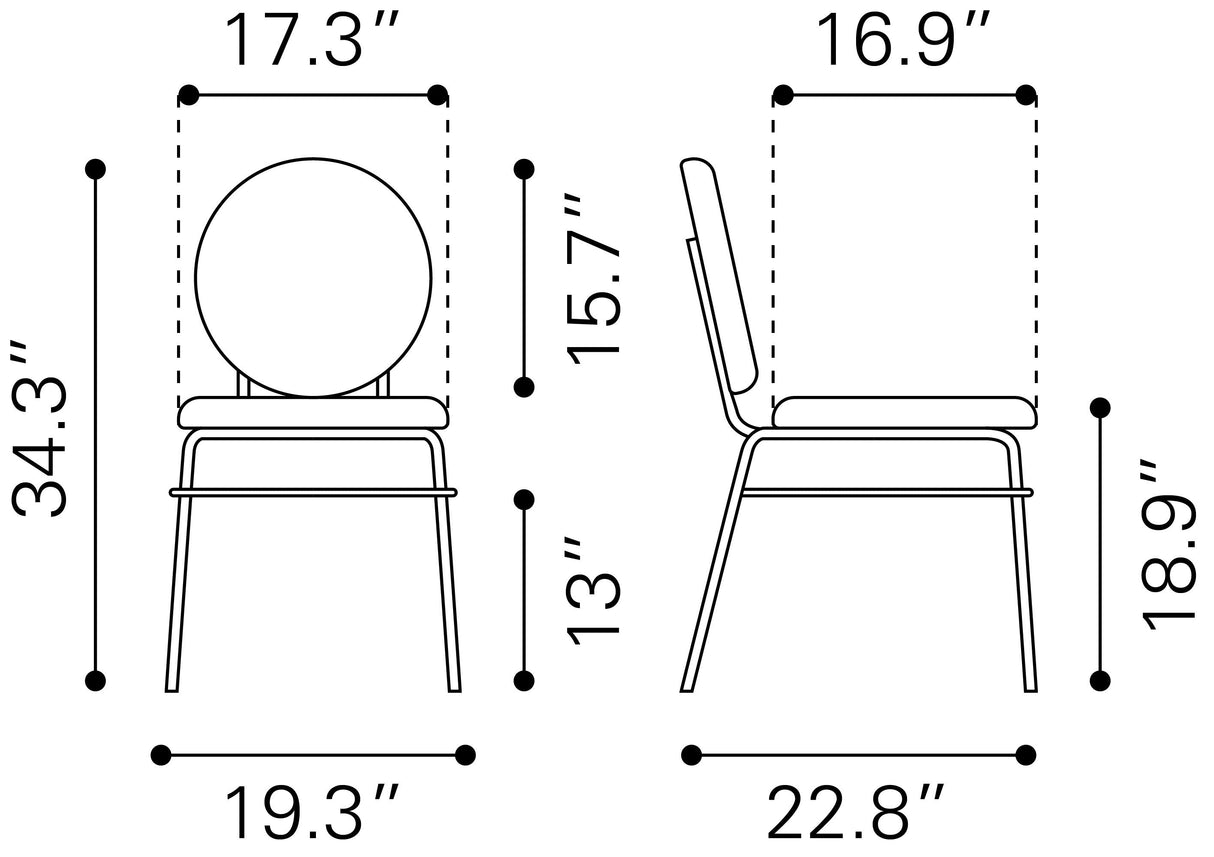Odessa Green & Gold Dining Chair (Set of 2) by Zuomod at Eve Furniture