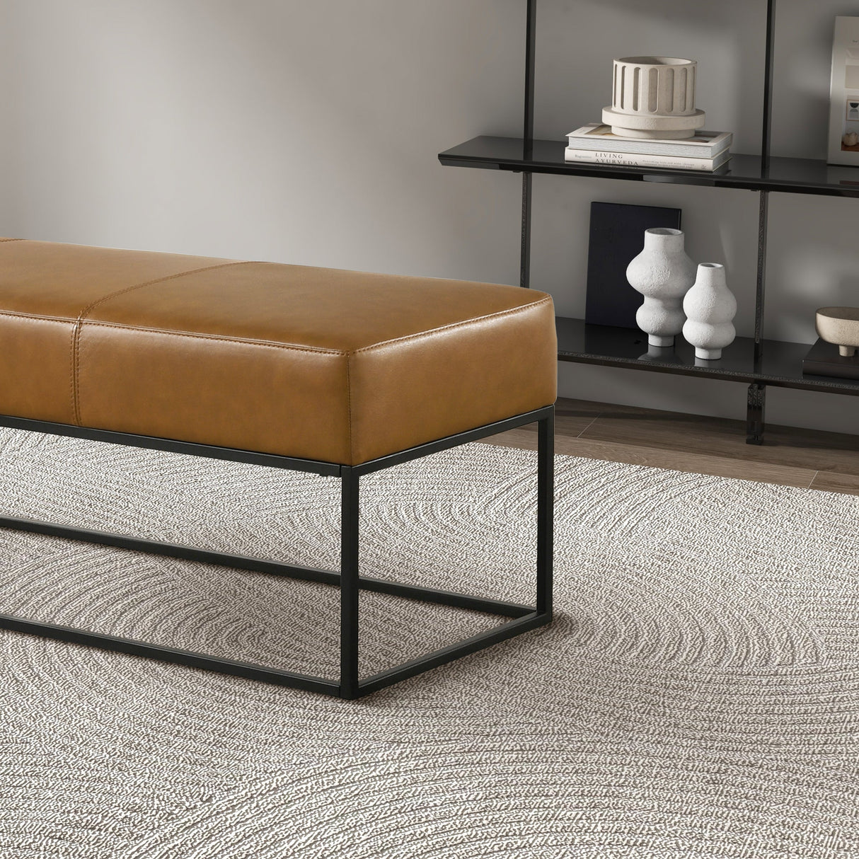 Odessa Tan Leather Bench by Ashcroft Imports at Eve Furniture