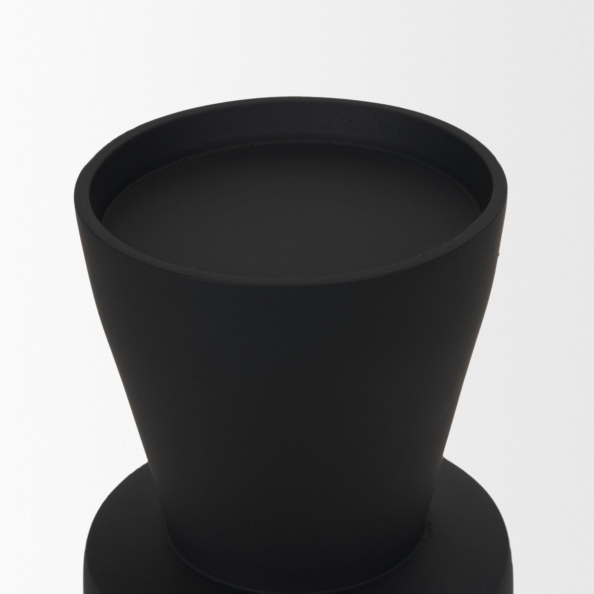 Odilia Large Smooth Matte Black Metal Geometric Pillar Candle Holder by Mercana at Eve Furniture