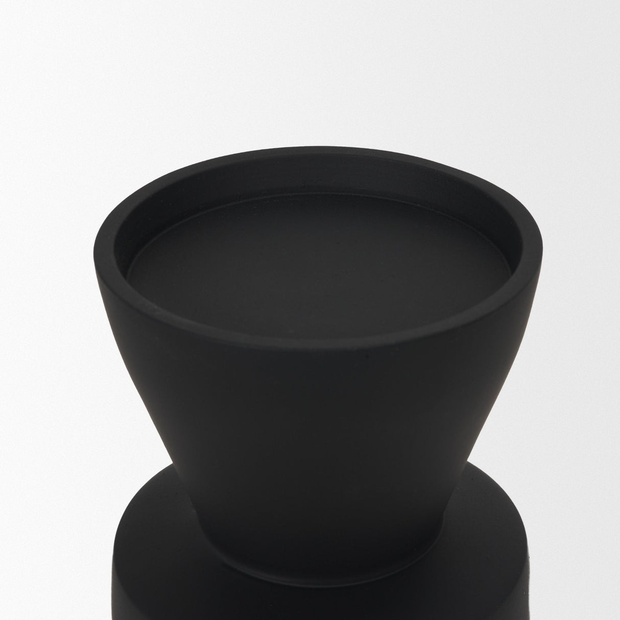 Odilia Small Smooth Matte Black Metal Geometric Pillar Candle Holder by Mercana at Eve Furniture