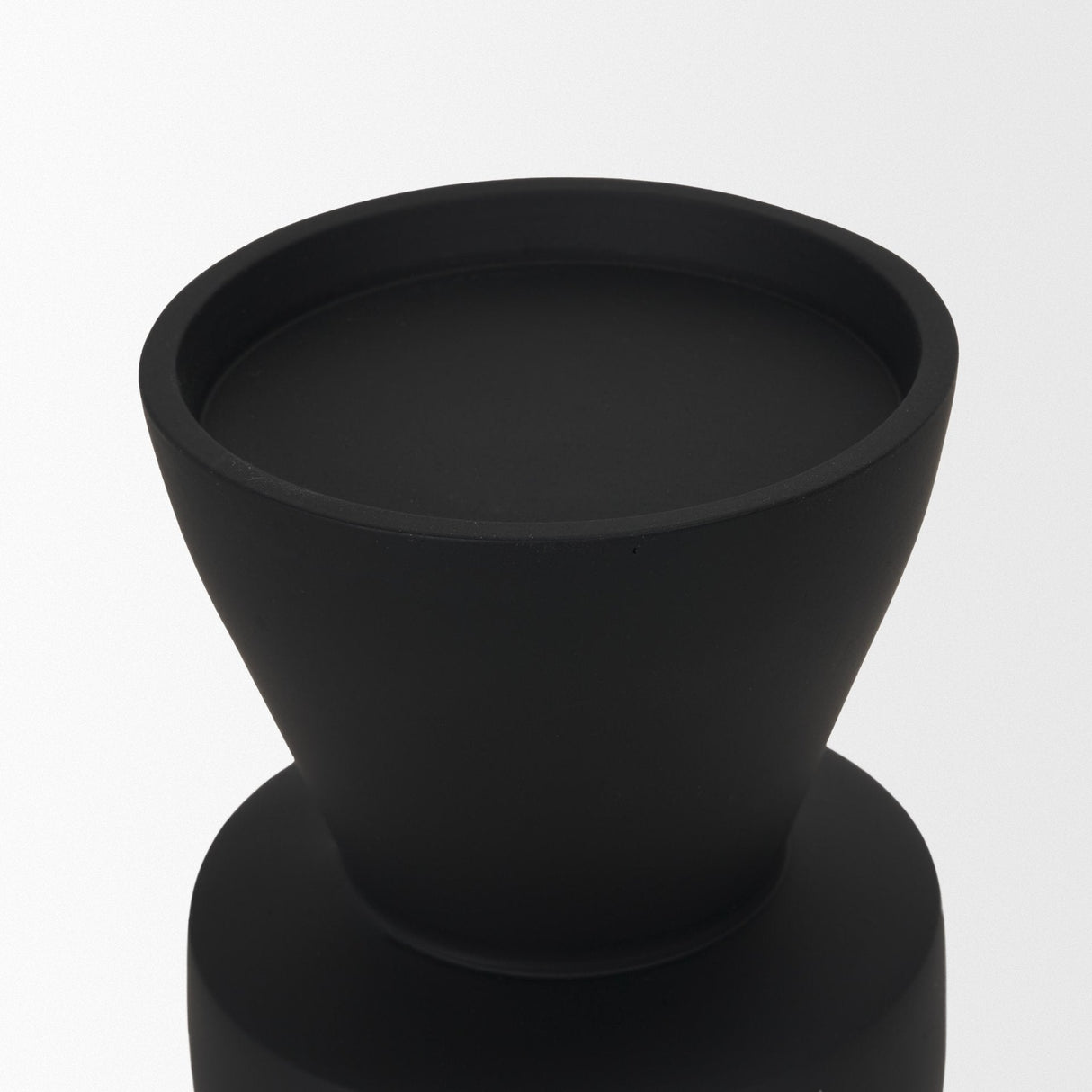 Odilia Small Smooth Matte Black Metal Geometric Pillar Candle Holder by Mercana at Eve Furniture