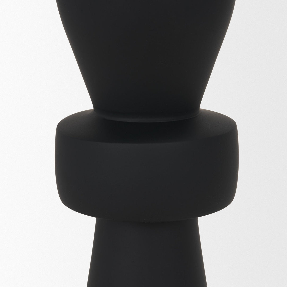 Odilia Small Smooth Matte Black Metal Geometric Pillar Candle Holder by Mercana at Eve Furniture