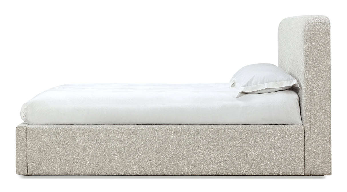 Off-White Upholstered California King Platform Bed in Ricotta Boucle by Modus Furniture at Eve Furniture