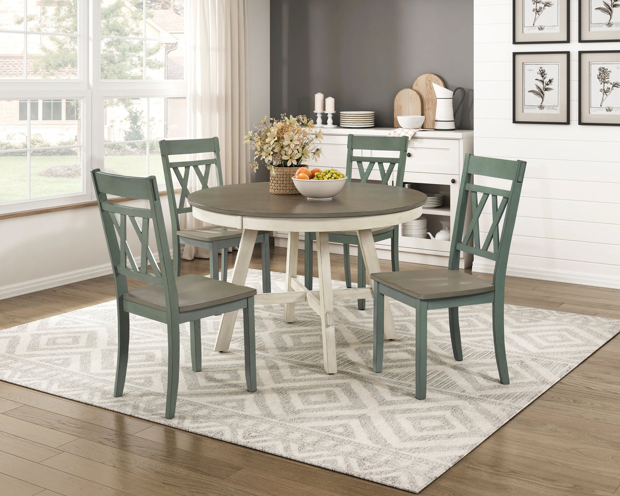 Ogden Graywash/Antique White 48" Round Dining Table by Homelegance at Eve Furniture
