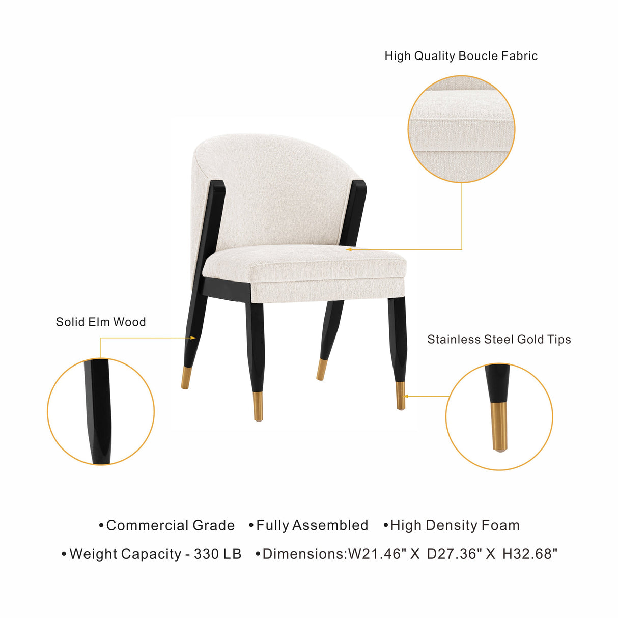 Ola Dining Chair in Cream by Manhattan Comfort at Eve Furniture