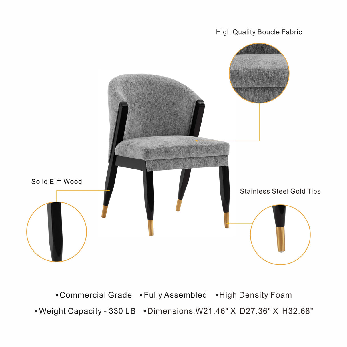 Ola Dining Chair in Grey (set of 2) by Manhattan Comfort at Eve Furniture