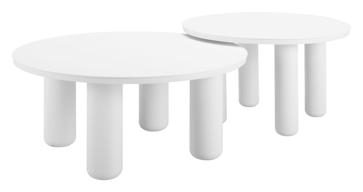 Ola White Outdoor Coffee Table Set (2-Piece) by Zuomod at Eve Furniture