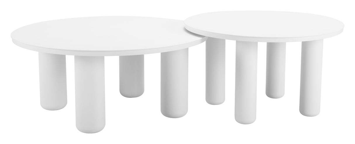Ola White Outdoor Coffee Table Set (2-Piece) by Zuomod at Eve Furniture