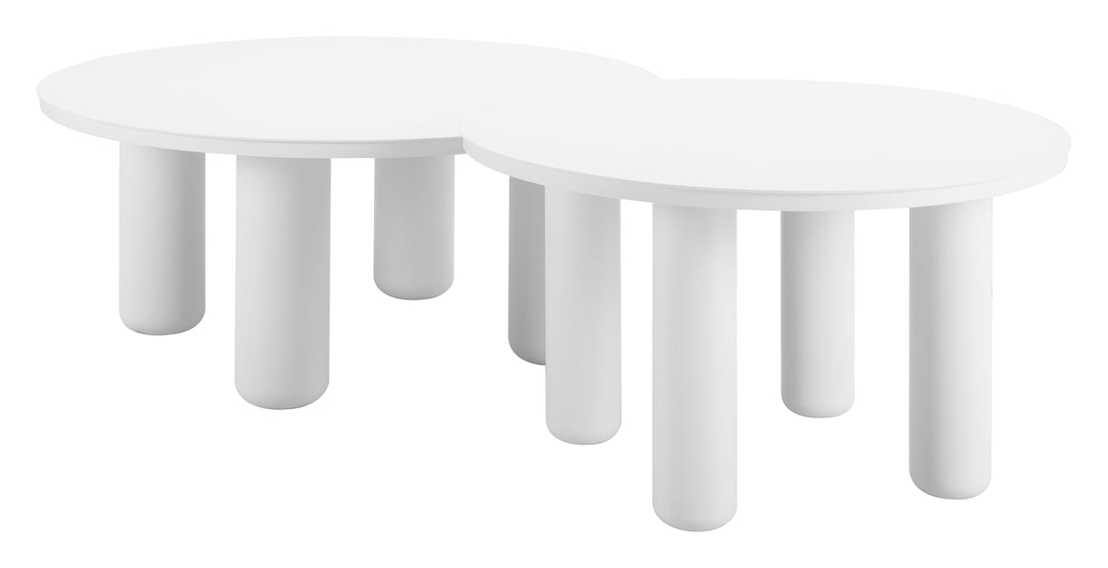Ola White Outdoor Coffee Table Set (2-Piece) by Zuomod at Eve Furniture