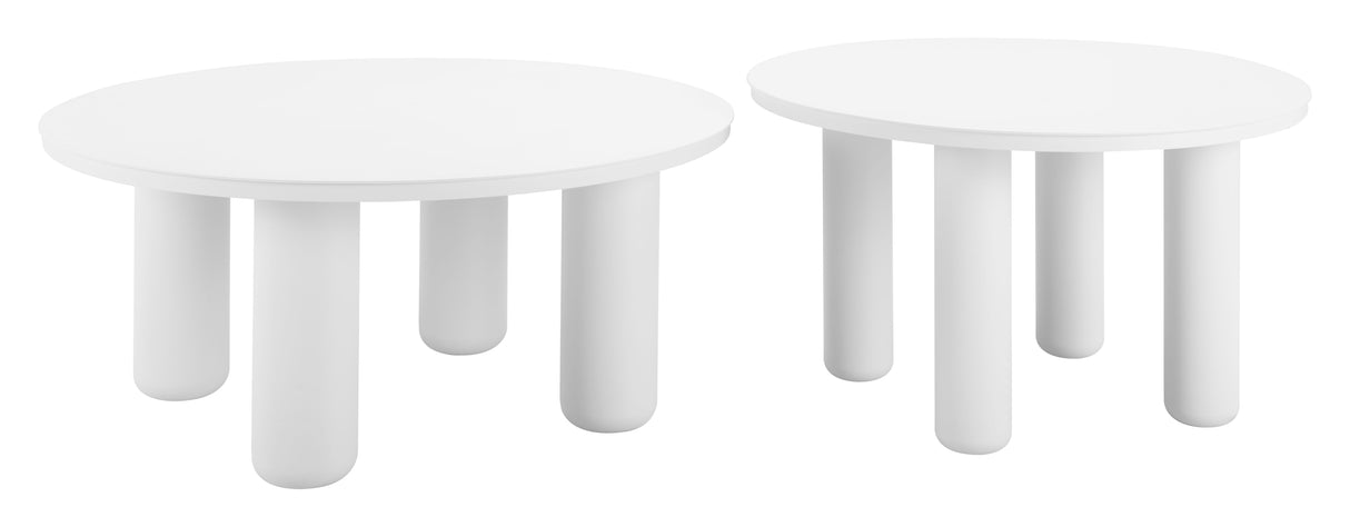 Ola White Outdoor Coffee Table Set (2-Piece) by Zuomod at Eve Furniture
