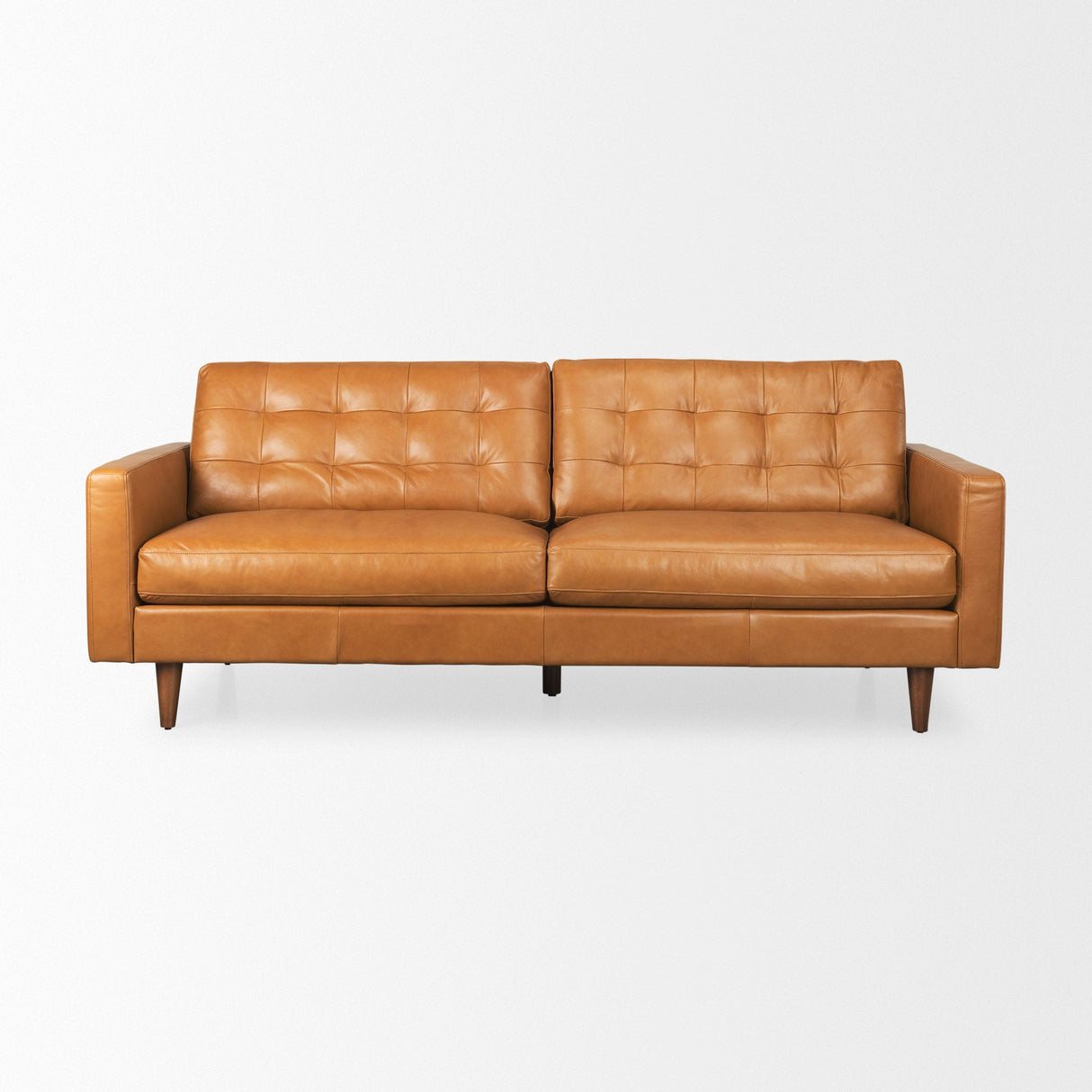 Olaf 88.2L x 37.8W x 35.0H Tan Leather Sofa by Mercana at Eve Furniture