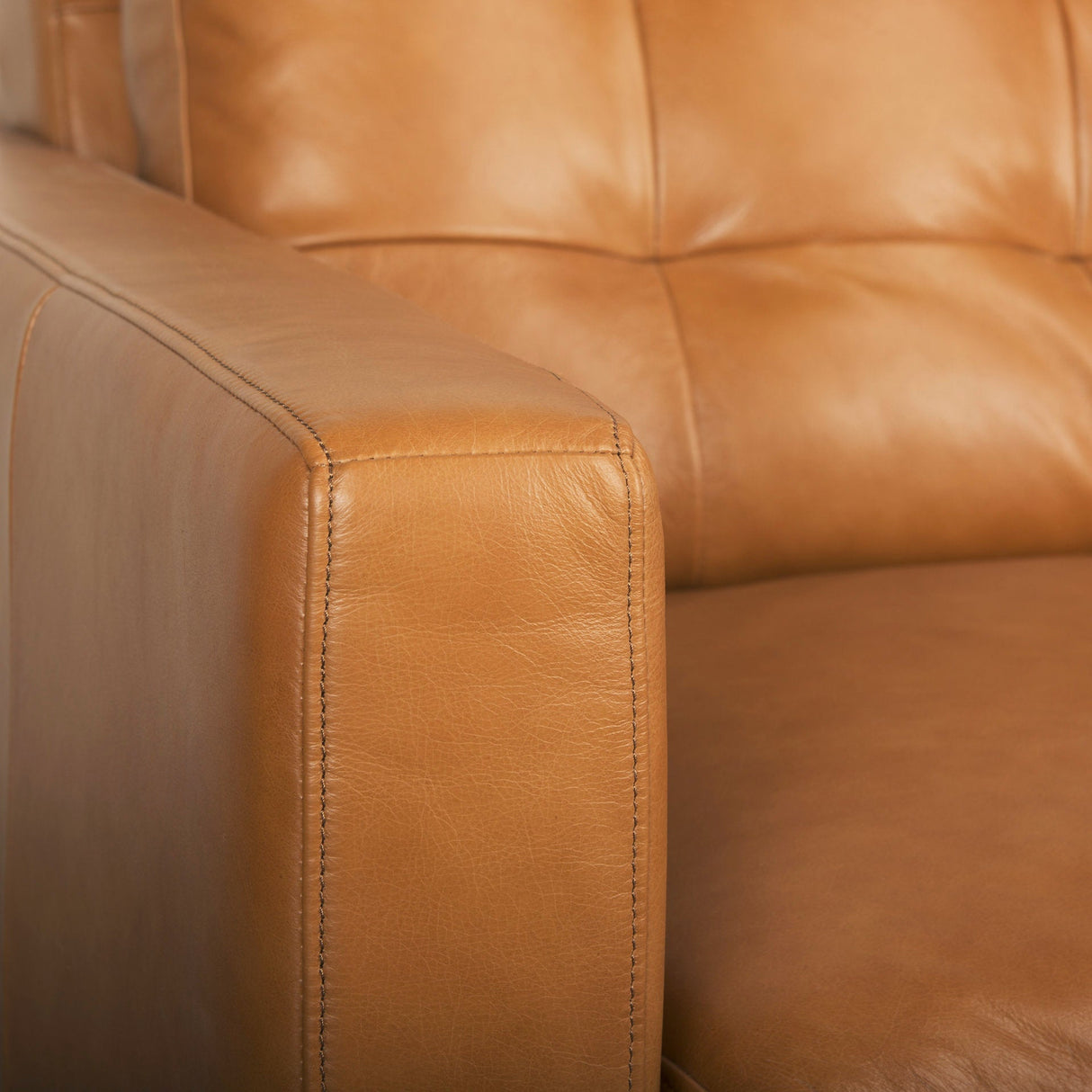Olaf 88.2L x 37.8W x 35.0H Tan Leather Sofa by Mercana at Eve Furniture