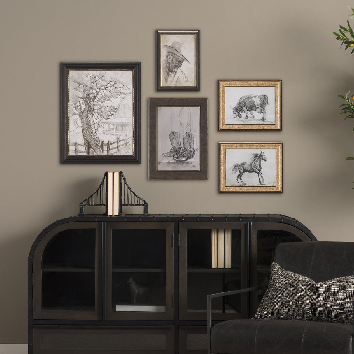 Old West Collection I ( Farm view) by Mercana Studio a Hand Embellished Textured Framed Art Print by Mercana at Eve Furniture