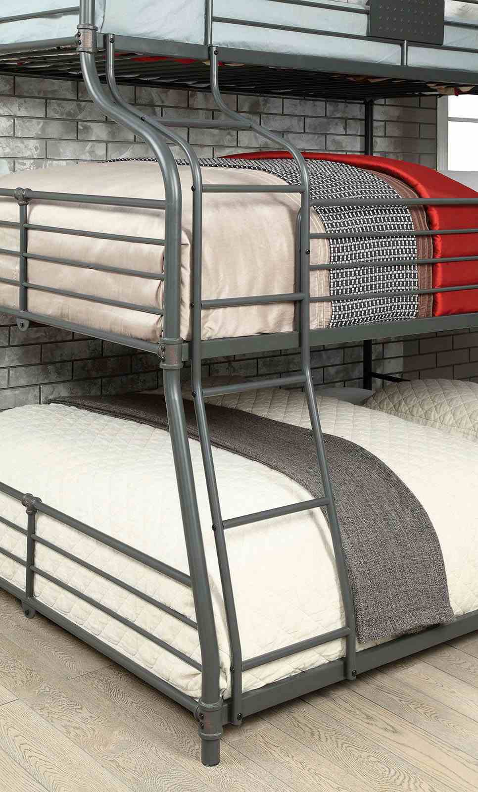 Olga Antique Black Twin/Full/Queen Bunk Bed by Furniture of America at Eve Furniture