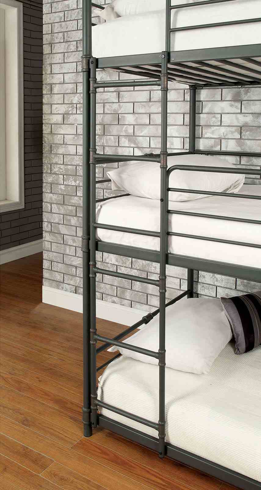 Olga Antique Black Twin/Twin/Twin Bunk Bed by Furniture of America at Eve Furniture