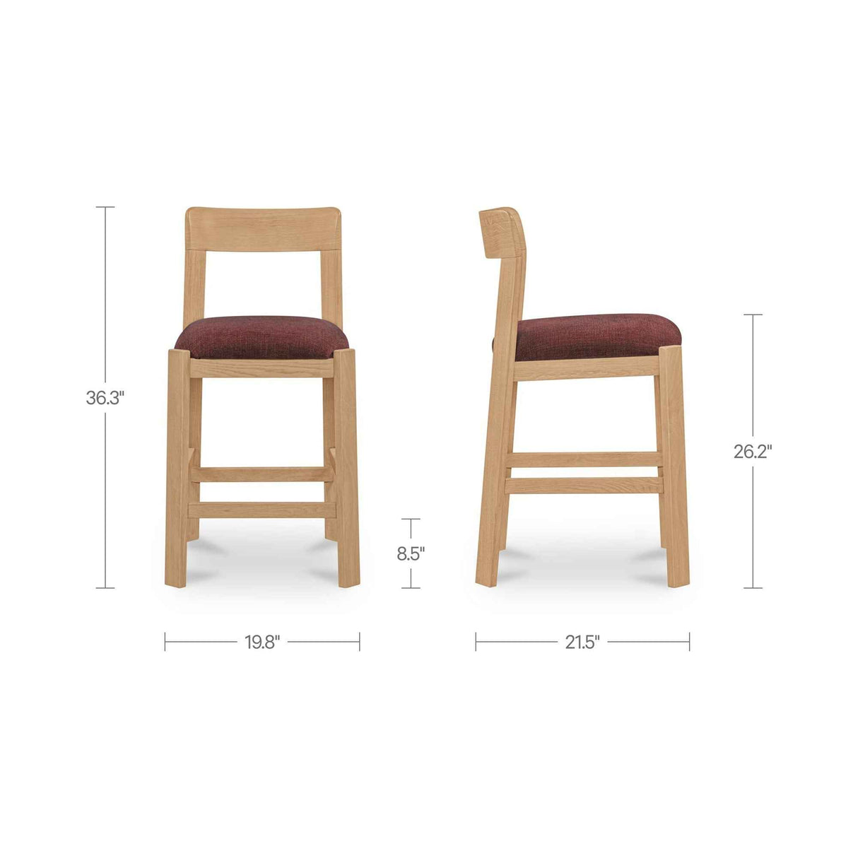 Oli Berry/Natural Counter Stool by Moe's Home at Eve Furniture