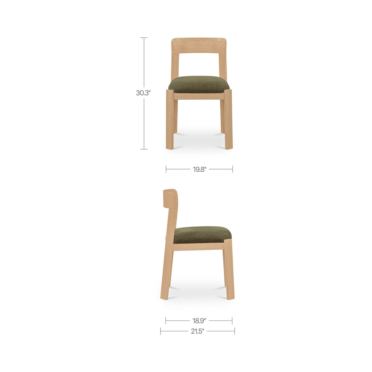 Oli Dark Green/Natural Dining Chair (Set of 2) by Moe's Home at Eve Furniture