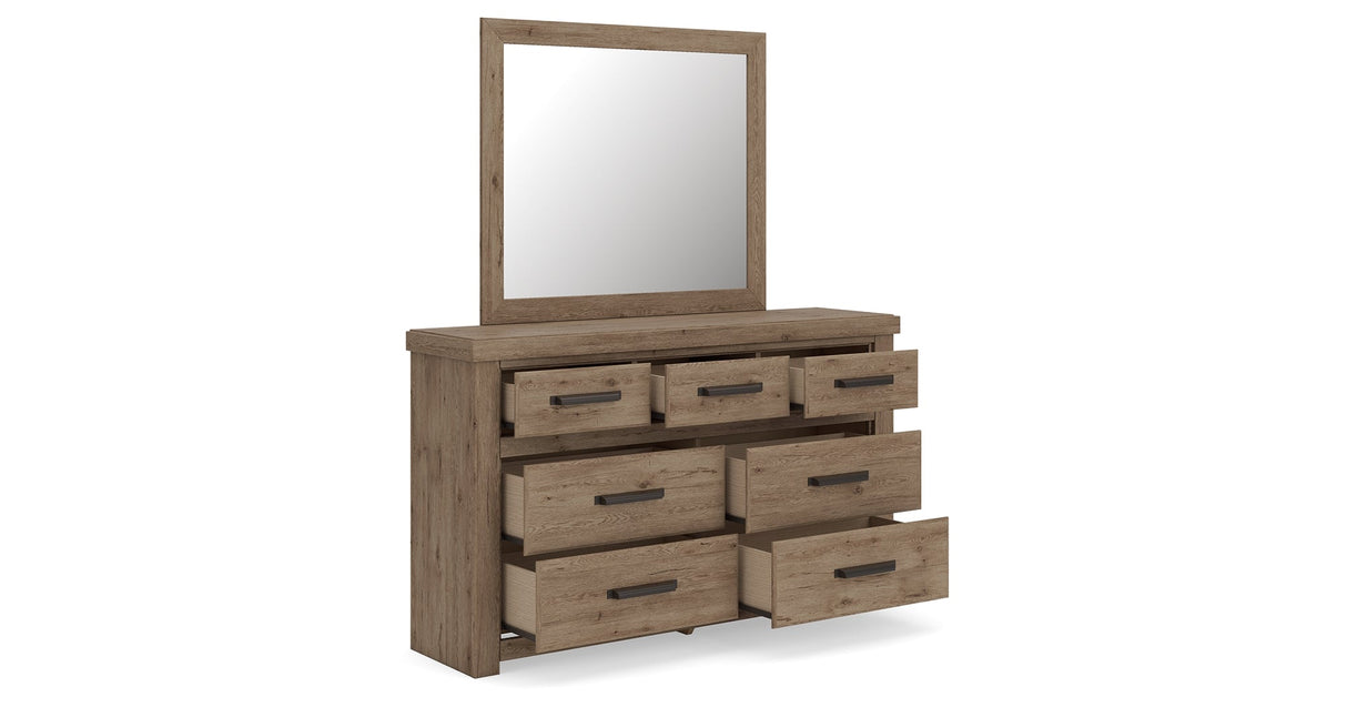 Oliandon Light Brown Dresser and Mirror by Ashley at Eve Furniture