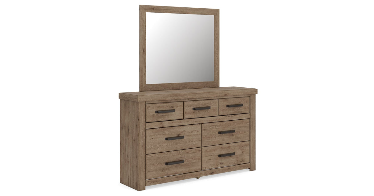 Oliandon Light Brown Dresser and Mirror by Ashley at Eve Furniture