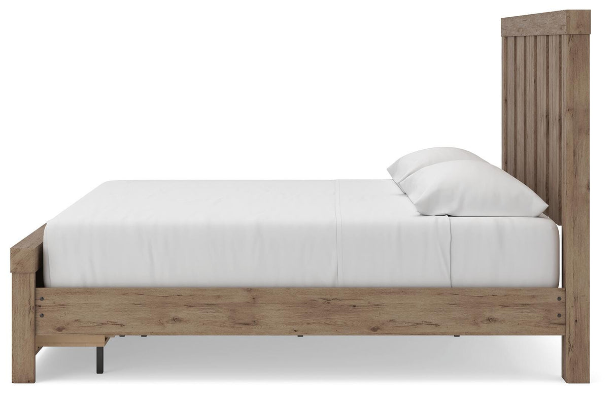 Oliandon Light Brown King Panel Storage Bed by Ashley at Eve Furniture