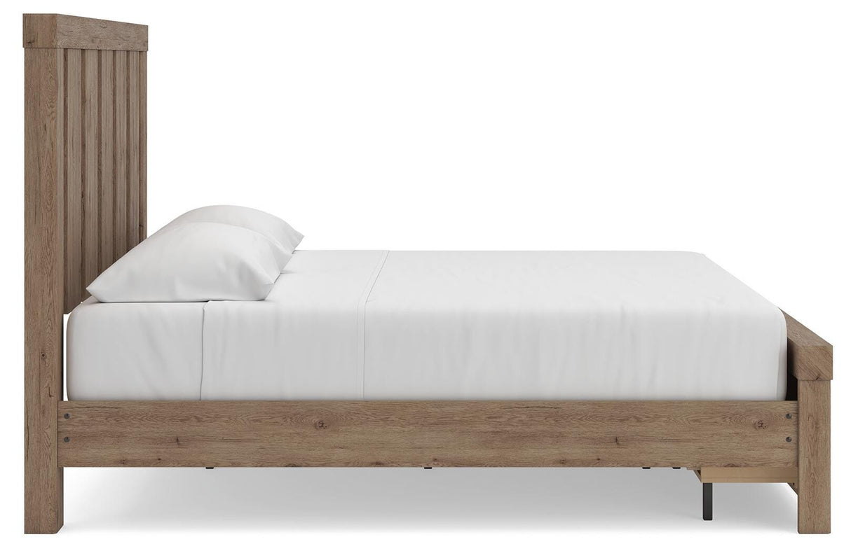 Oliandon Light Brown King Panel Storage Bed by Ashley at Eve Furniture