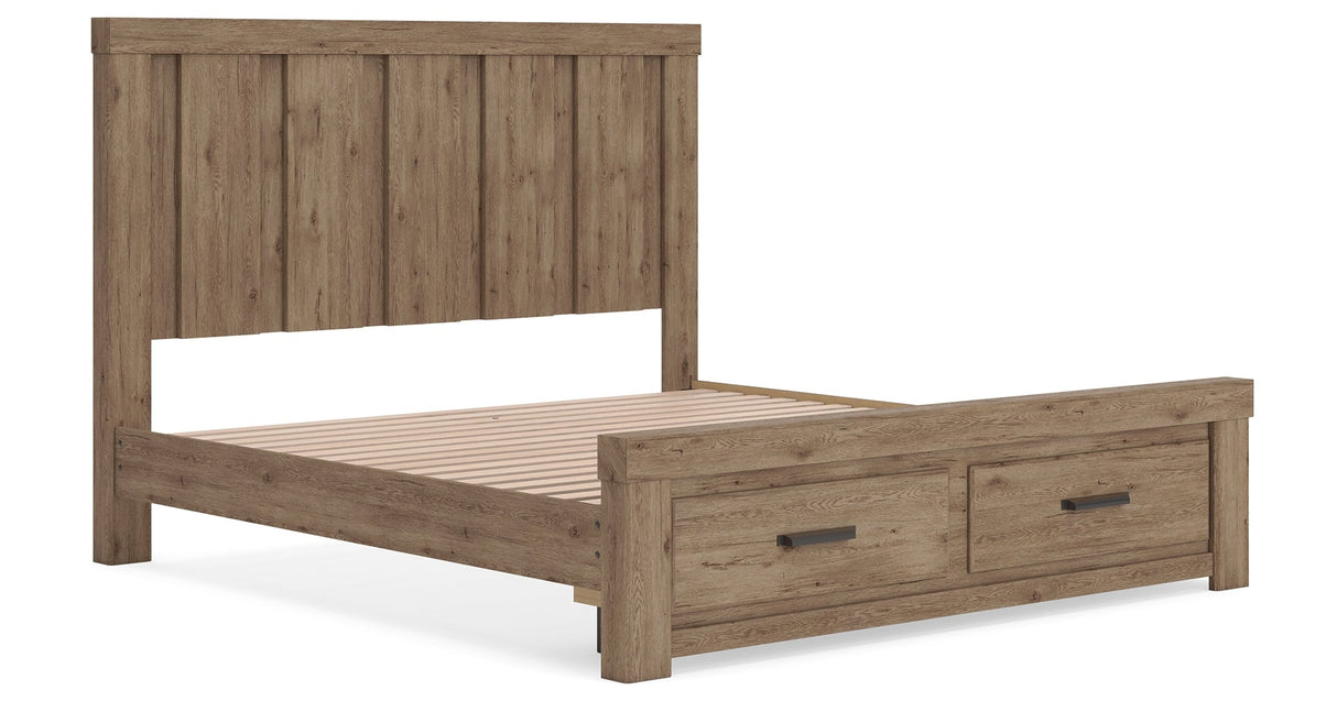 Oliandon Light Brown King Panel Storage Bed by Ashley at Eve Furniture