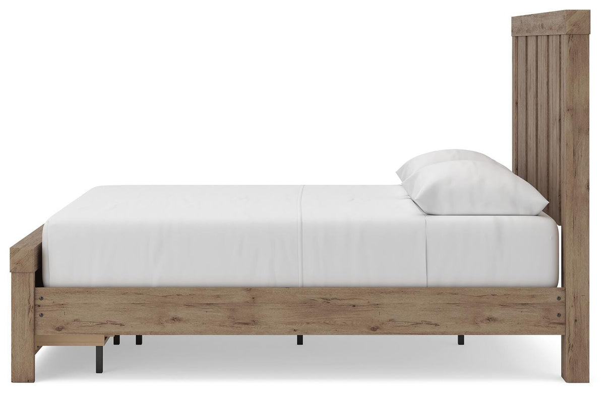 Oliandon Light Brown Queen Panel Storage Bed by Ashley at Eve Furniture