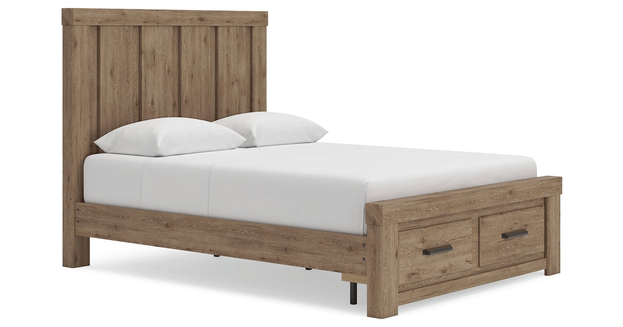 Oliandon Light Brown Queen Panel Storage Bed by Ashley at Eve Furniture