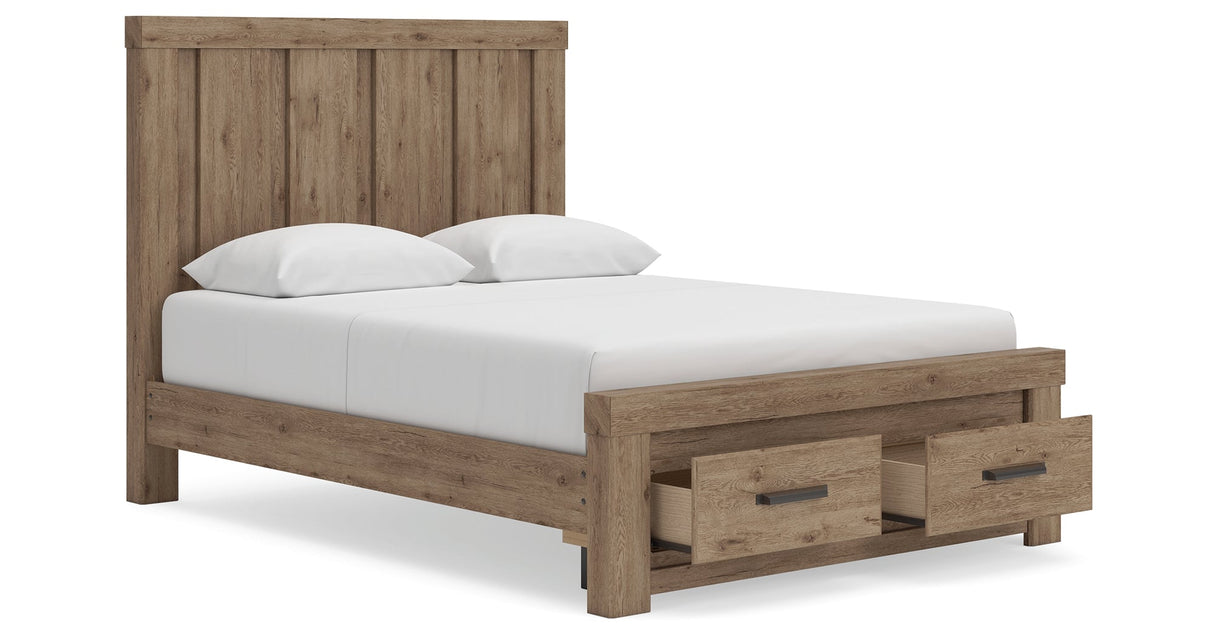 Oliandon Light Brown Queen Panel Storage Bed by Ashley at Eve Furniture