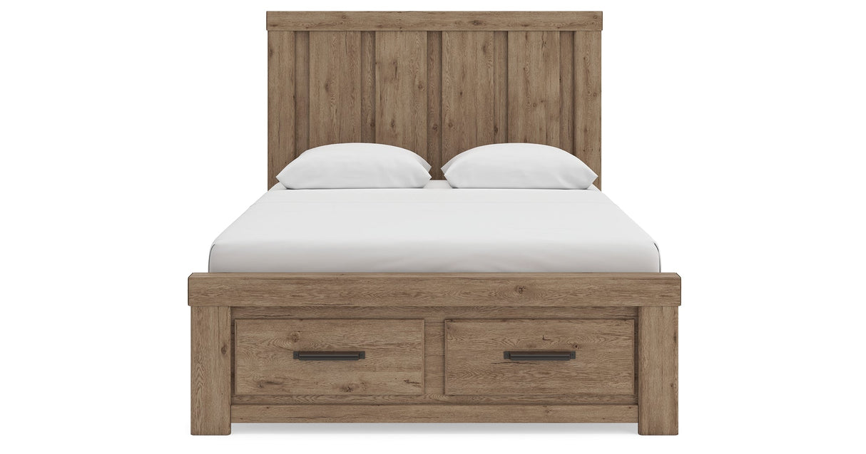 Oliandon Light Brown Queen Panel Storage Bed by Ashley at Eve Furniture