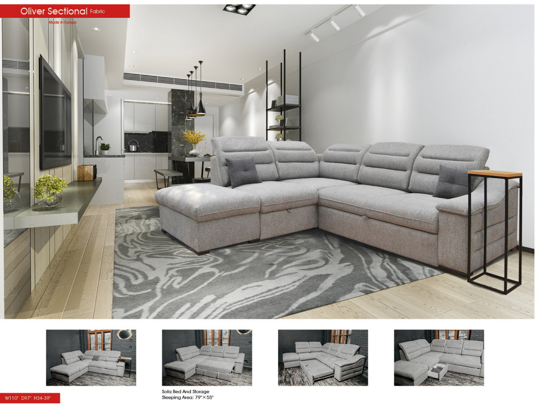 Oliver Sectional w/ Bed and Storage by ESF Furniture at Eve Furniture