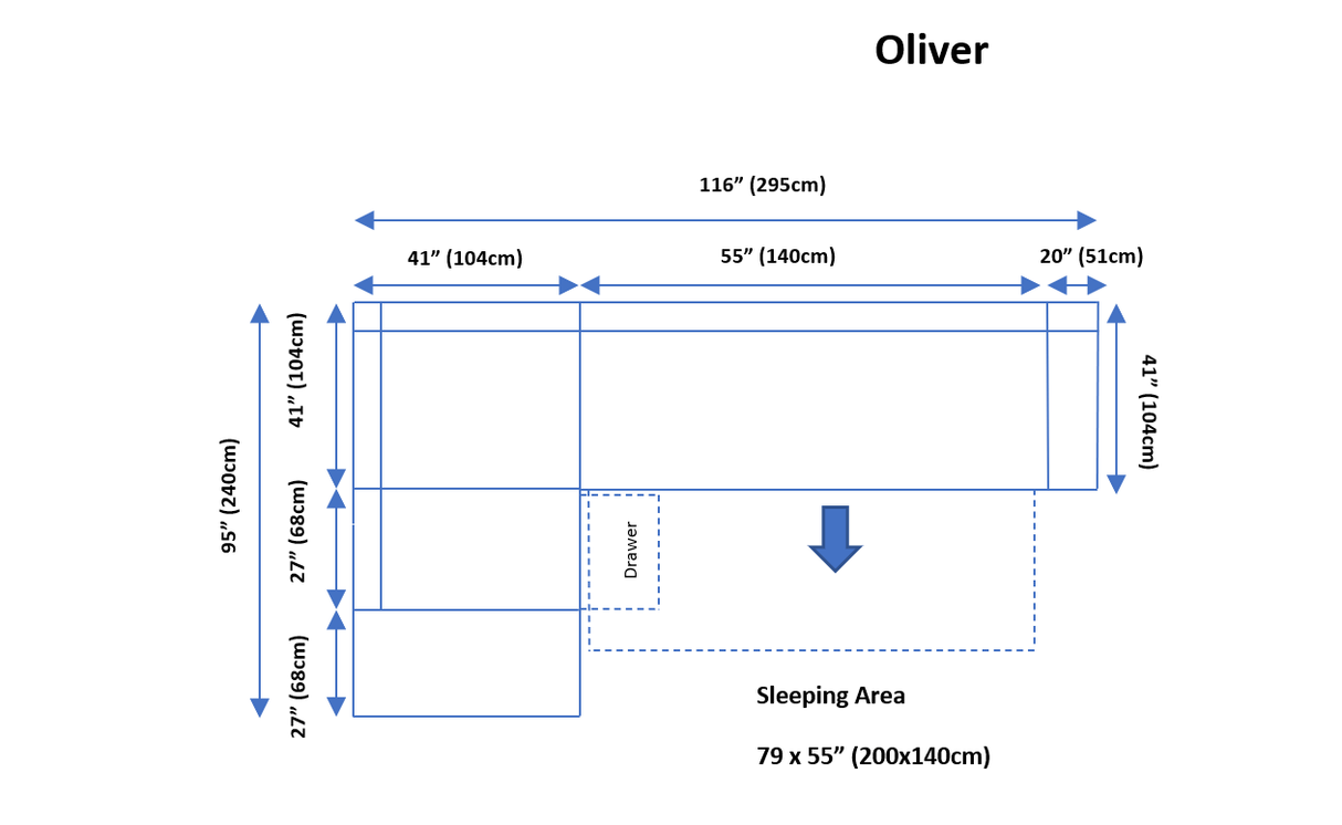 Oliver Sectional w/ Bed and Storage by ESF Furniture at Eve Furniture