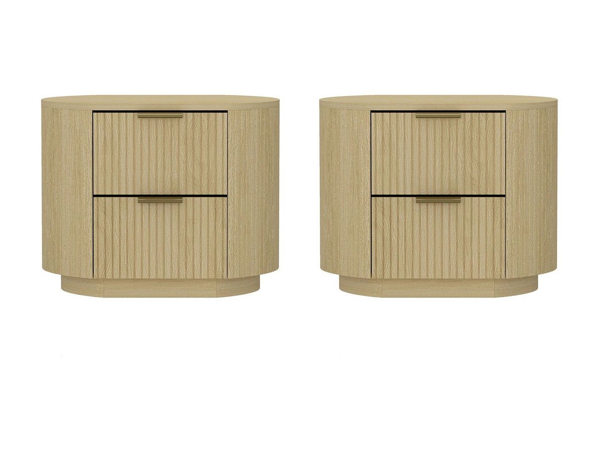 Olivia Nightstand in Natural Oak and Gold (set of 2) by Manhattan Comfort at Eve Furniture