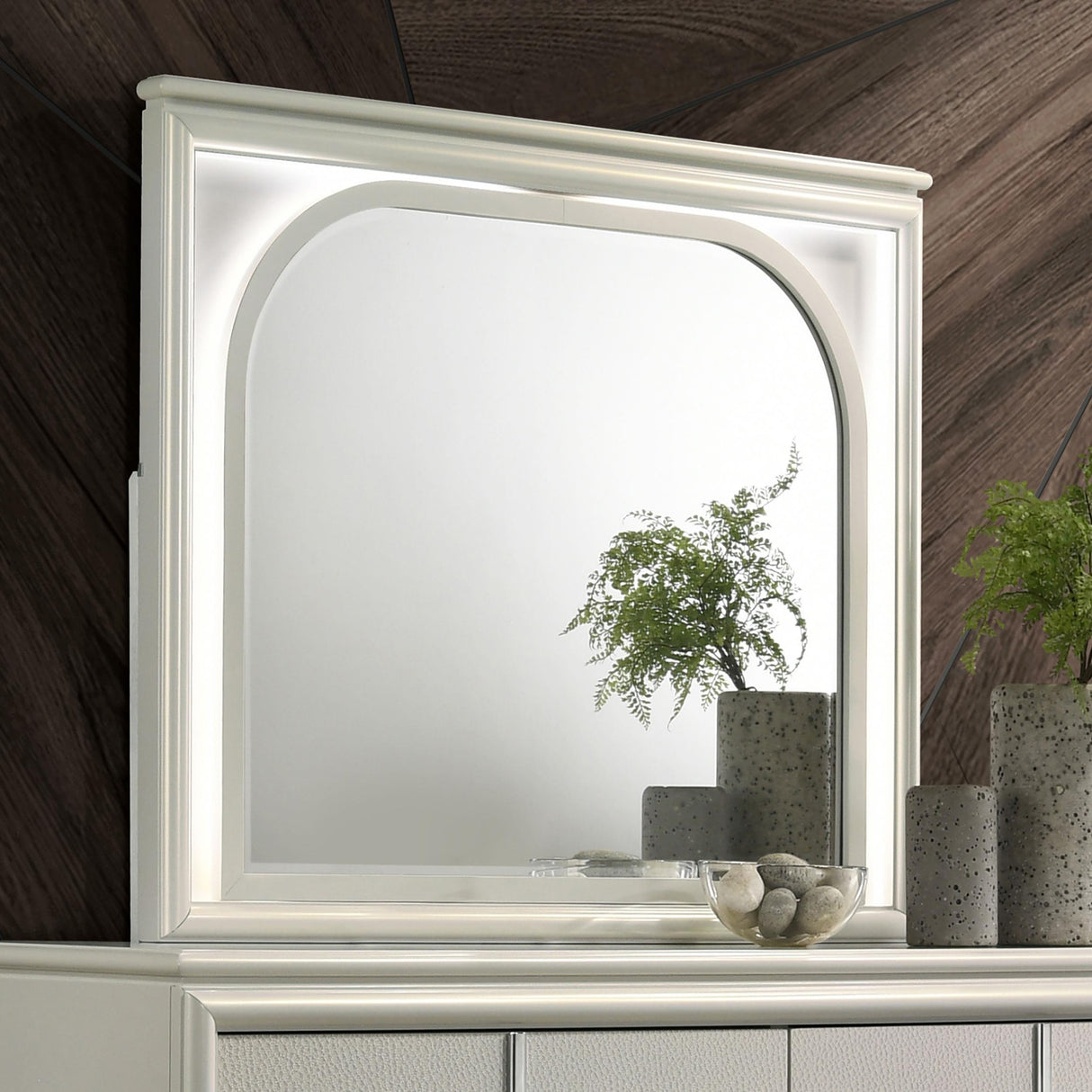 Olivia Pearl White LED Dresser Mirror by Coaster at Eve Furniture