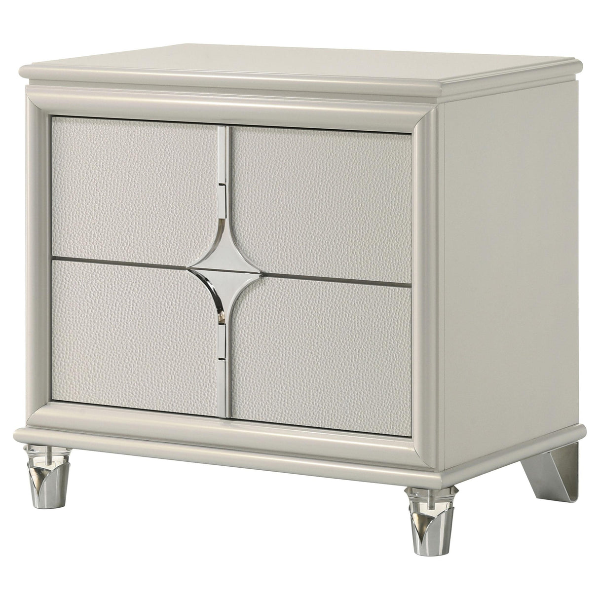 Olivia Pearl White 2-drawer Nightstand Bedside Table by Coaster at Eve Furniture