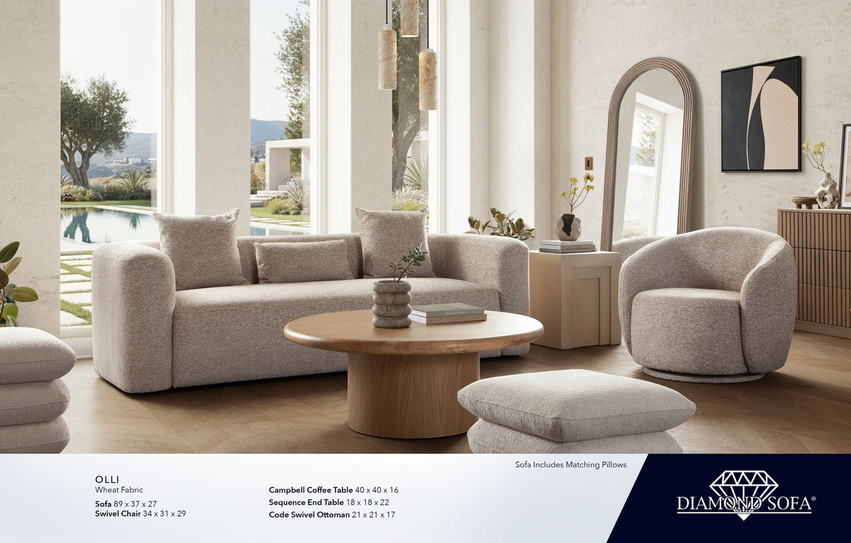 Olli Wheat Fabric Sofa by Diamond Sofa at Eve Furniture