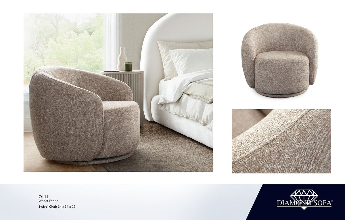Olli Wheat Fabric Swivel Chair by Diamond Sofa at Eve Furniture