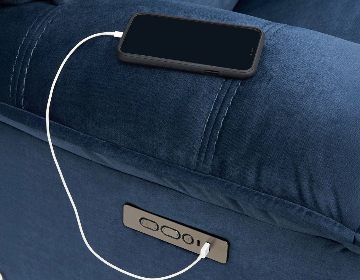 Olsen Indigo Dual-Power Zero-Gravity Reclining Set by Steve Silver at Eve Furniture