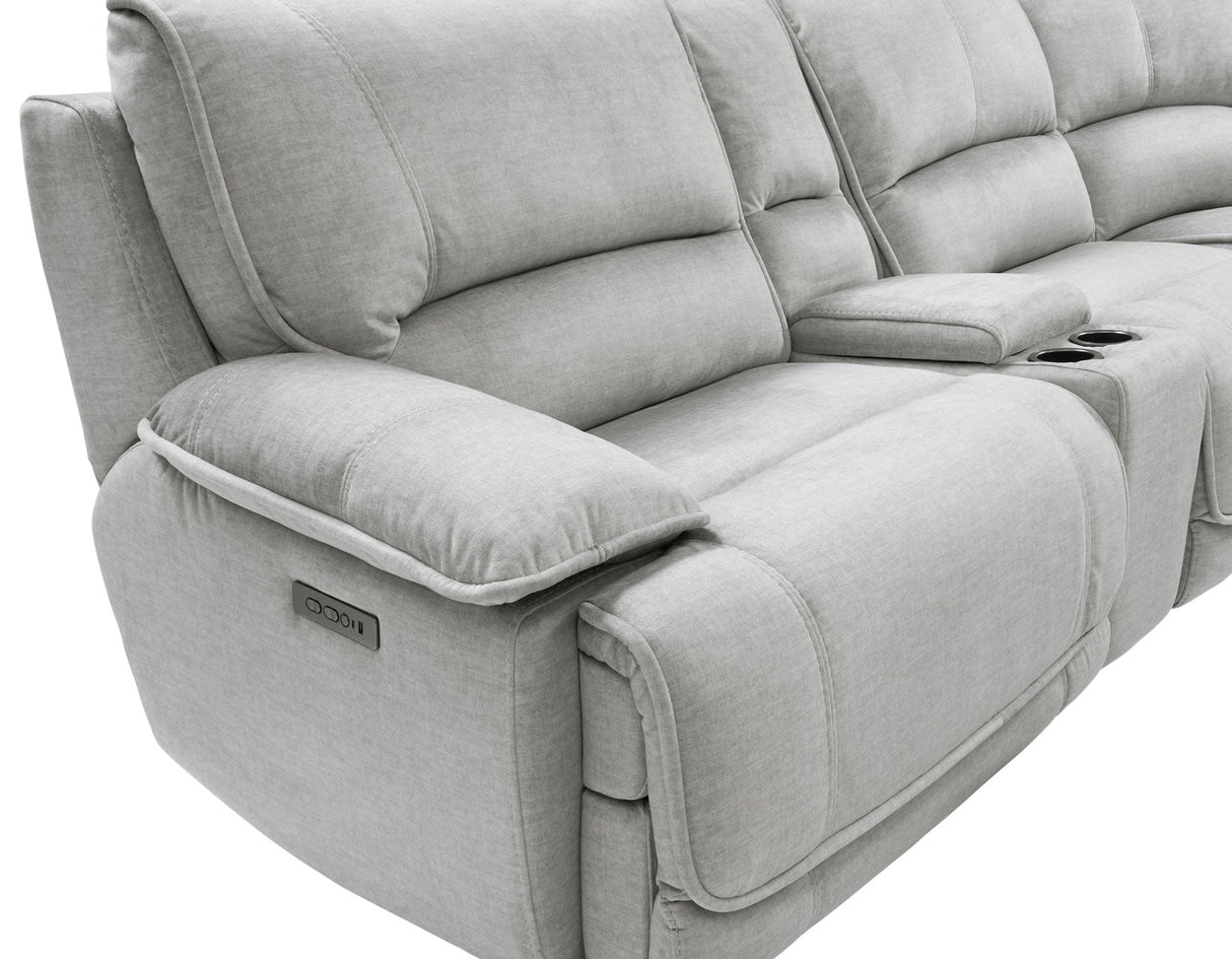 Olsen Silver 6-Piece Dual-Power Zero-Gravity Reclining Sectional by Steve Silver at Eve Furniture