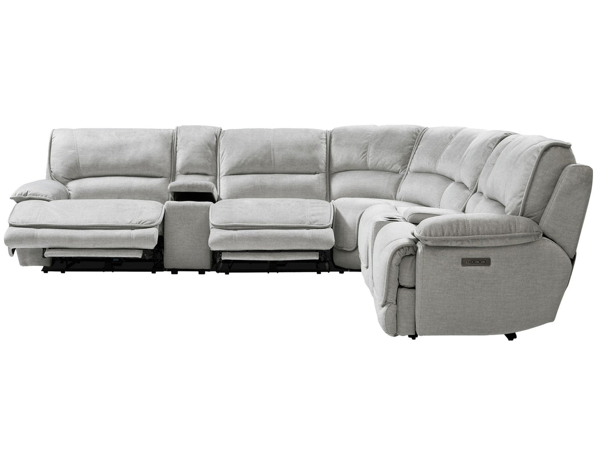 Olsen Silver 6-Piece Dual-Power Zero-Gravity Reclining Sectional by Steve Silver at Eve Furniture