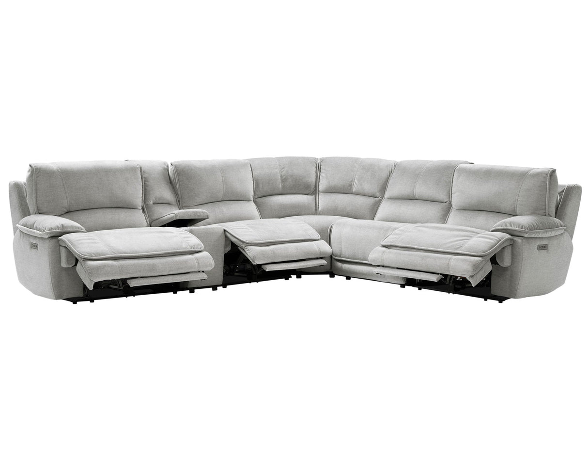 Olsen Silver 6-Piece Dual-Power Zero-Gravity Reclining Sectional by Steve Silver at Eve Furniture