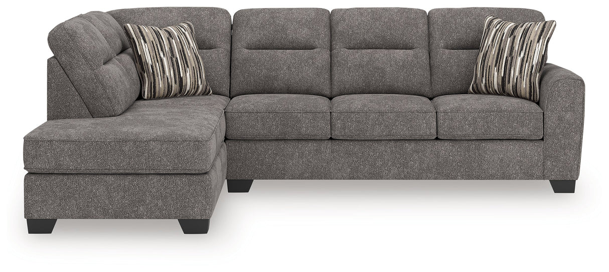 Olten Graphite 2-Piece Sectional with LAF Chaise by Ashley at Eve Furniture