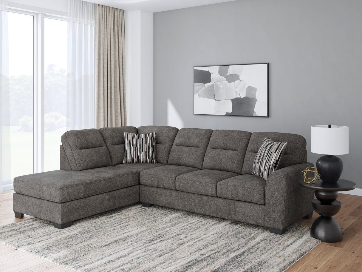 Olten Graphite 2-Piece Sectional with LAF Chaise by Ashley at Eve Furniture
