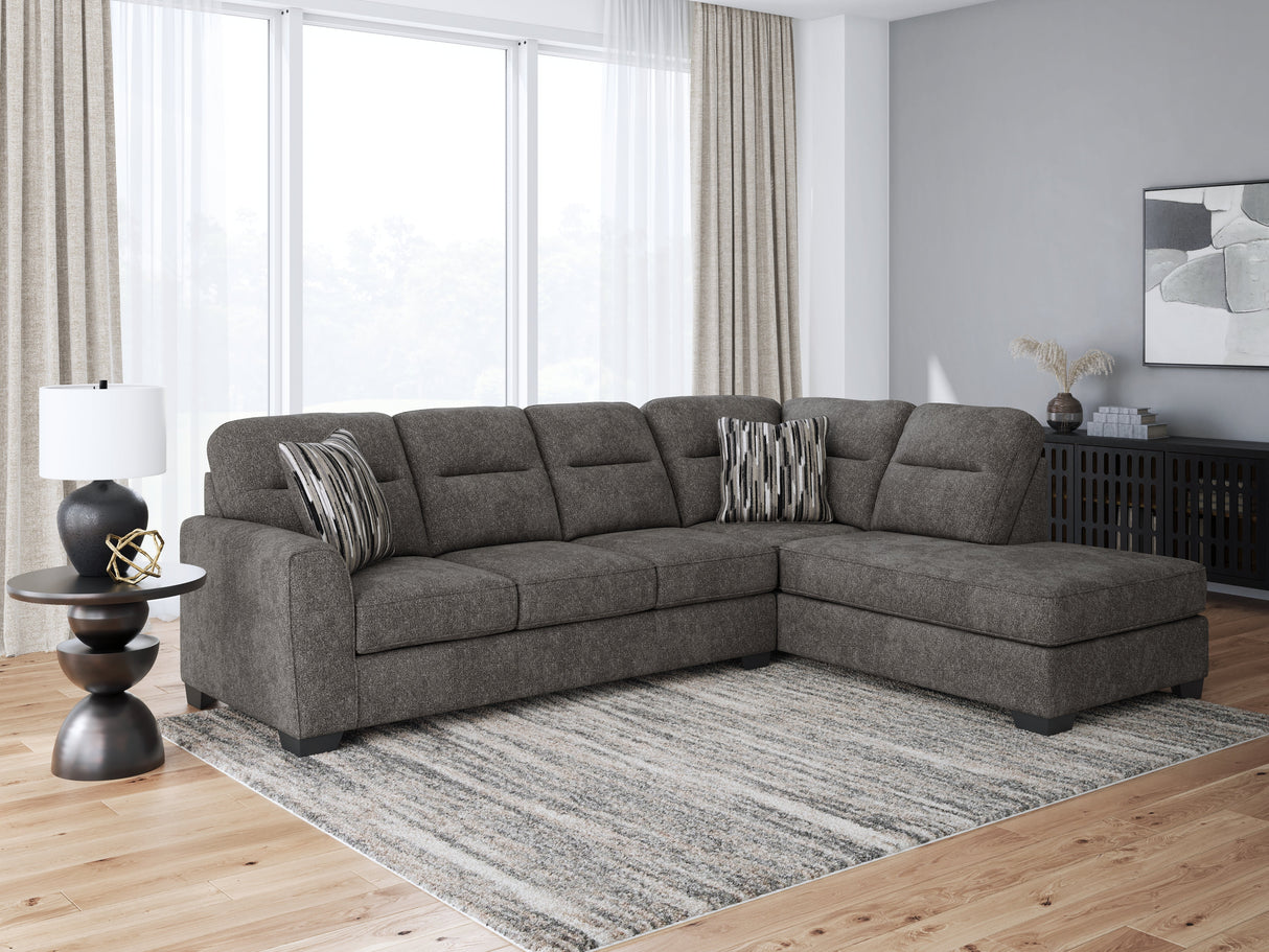 Olten Graphite 2-Piece Sectional with RAF Chaise by Ashley at Eve Furniture