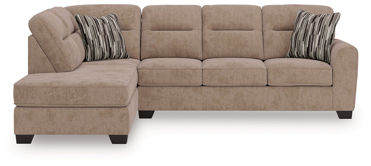 Olten Mocha 2-Piece Sectional with LAF Chaise by Ashley at Eve Furniture